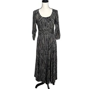 Perceptions Contemporary Polka Dot Career Dress Womens 8 Boho Chic Ruched Sleeve